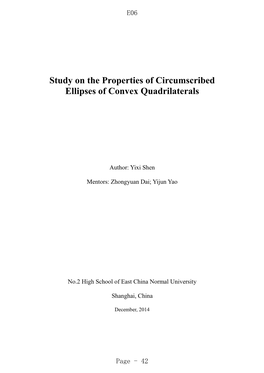 Study on the Properties of Circumscribed Ellipses of Convex Quadrilaterals