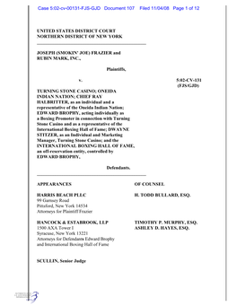 United States District Court Northern District of New York Joseph (Smokin' Joe)