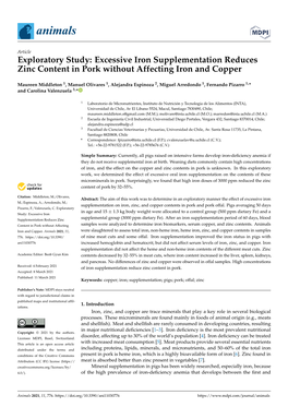 Exploratory Study: Excessive Iron Supplementation Reduces Zinc Content in Pork Without Affecting Iron and Copper