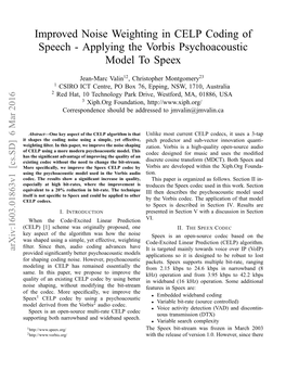 Improved Noise Weighting in CELP Coding of Speech