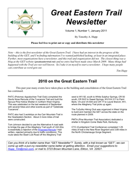 GET Newsletter Volume 1 Edition 1 January 2011