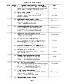 Page 1 Tamilnadu Study Centres Sl.No C.Code