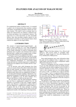 Features for Analysis of Makam Music