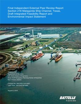 Final Independent External Peer Review Report Section 216 Matagorda Ship Channel, Texas, Draft Integrated Feasibility Report and Environmental Impact Statement