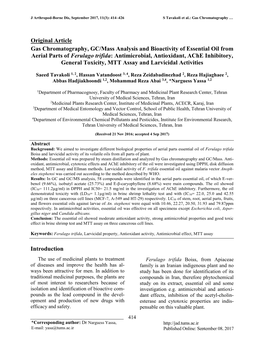 Gas Chromatography, GC/Mass Analysis and Bioactivity of Essential