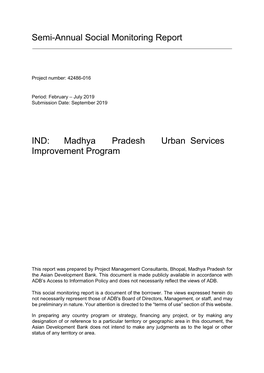 42486-016: Madhya Pradesh Urban Services Improvement Project