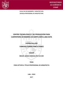 Centro Tecnológico Y De Producción Para Carpintería De Madera En Santa Anita-Lima Este