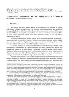 Testimonianze Longobarde Dal Sito Della Piana Di S. Martino (Pianello Val Tidone, Piacenza)