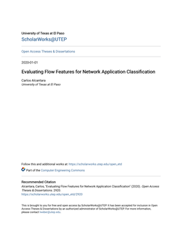 Evaluating Flow Features for Network Application Classification