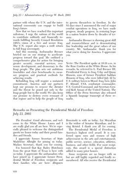 Remarks on Presenting the Presidential Medal of Freedom July 23, 2003