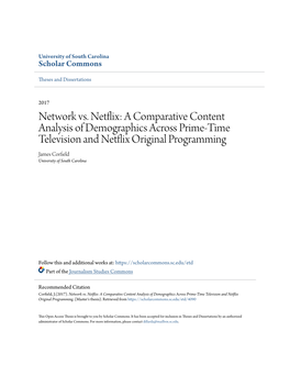 Network Vs. Netflix: a Comparative Content Analysis of Demographics Across Prime-Time Television and Netflix Original Programmin