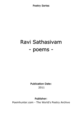 Ravi Sathasivam - Poems