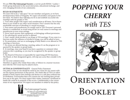 Orientation Booklet Some Terms You May Not Already Know: You Are and Who You Are With