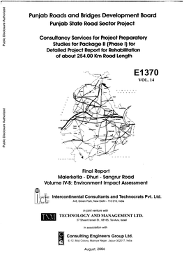 Punjab Roads and Bridges Development Board Punjab State Road Sector Project