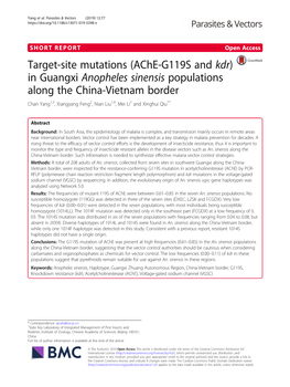 Target-Site Mutations (Ache-G119S and Kdr) in Guangxi Anopheles