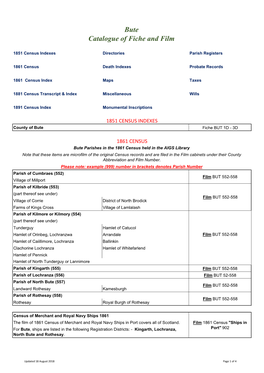 Buteshire, Scotland Fiche and Film
