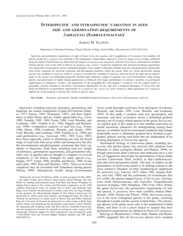 Interspecific and Intraspecific Variation in Seed Size and Germination Requirements of Sarracenia (Sarraceniaceae)1