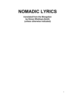 Nomadic Lyrics