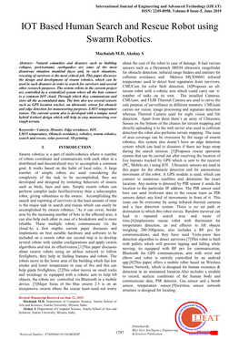 IOT Based Human Search and Rescue Robot Using Swarm Robotics