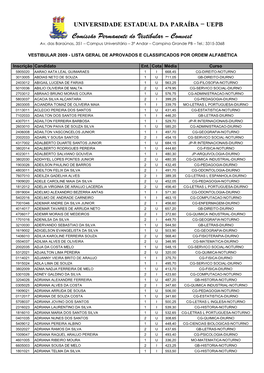 Lista Geral Vest 2009