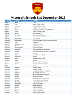 Microsoft Schools List December 2019
