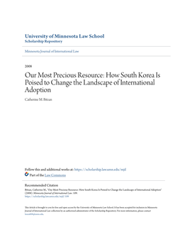 How South Korea Is Poised to Change the Landscape of International Adoption Catherine M