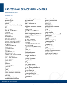 PROFESSIONAL SERVICES FIRM MEMBERS As of January 31, 2015 MEMBERS