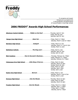 2006 FREDDY© Awards High School Performances