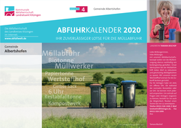 Abfuhrkalender 2020 Für Den Landkreis Kitzingen