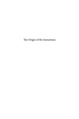 The Origin of the Samaritans Supplements to Vetus Testamentum