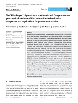 The“Flintdepot”Ofprehistoricnorthernisrael:Comprehensive Geochemical Analyses of Flint Extraction and Reduction Complexes An