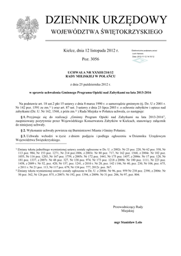 Uchwała Nr XXXIII/210/12 Z Dnia 25 Października 2012 R