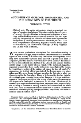 Augustine on Marriage, Monasticism, and the Community of the Church Willemien Otten