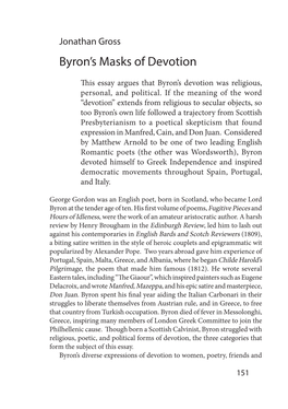 Byron's Masks of Devotion