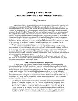 Speaking Truth to Power: Ghanaian Methodists' Public Witness 1960-2000