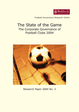 The Corporate Governance of Football Clubs 2003