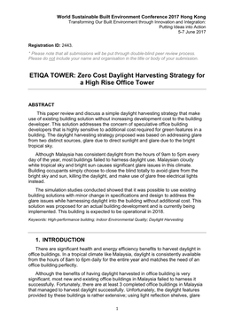 Etiqa Tower Zero Cost Daylight Harvesting