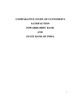 Comparative Study of Customer's Satisfaction Towards Hdfc Bank And