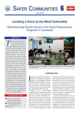 Lending a Voice to the Most Vulnerable Mainstreaming Gender Issues in the Flood Preparedness Programs in Cambodia