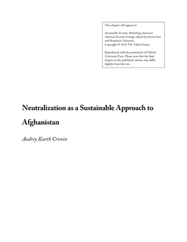 Neutralizing the Problem of Afghanistan
