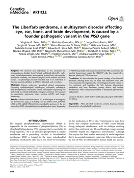 The Liberfarb Syndrome, a Multisystem Disorder Affecting Eye, Ear, Bone, and Brain Development, Is Caused by a Founder Pathogenic Variant in the PISD Gene