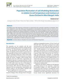 Population Fluctuation of Soil Inhabiting Nematodes in Relation to Soil Temperature and Moisture at Guava Orchard in West Bengal, India