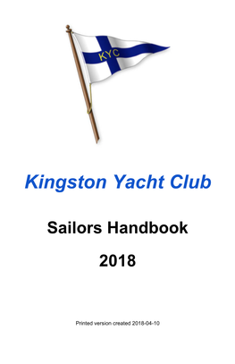 Sailors Handbook 2018 Page 1 KYC Keelboat Racing Schedule May 3 Boat Launching 4 Mast Stepping