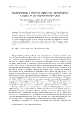 Karyomorphology of Flemingia Nilgheriensis (Baker) Wight Ex T