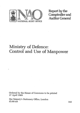 Ministry of Defence: Control and Use of Manpower