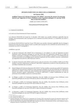 2020/114 DE LA COMMISSION Du 24 Janvier 2020 Modifiant L'annexe De La Décision D'exécution