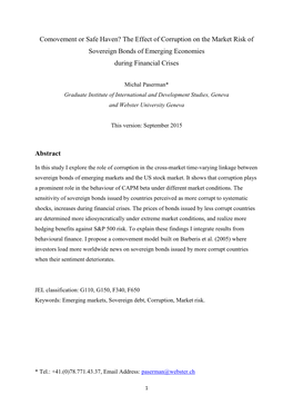 The Effect of Corruption on the Market Risk of Sovereign Bonds of Emerging Economies During Financial Crises