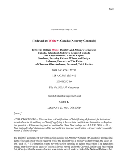 [Indexed As: White V. Canada (Attorney General)]