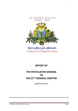 Report of the Postulator General to the 25Th