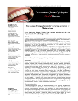 Prevalence of Tongue Lesions in Western Population of Maharashtra